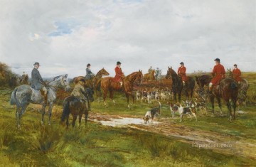  Heywood Oil Painting - GATHERING FOR THE HUNT 2 Heywood Hardy horse riding